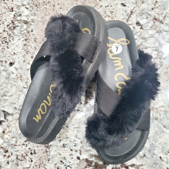 Sam Edelman Shoes - NWOT SAM EDELMAN Bianca faux fur and fabric slides